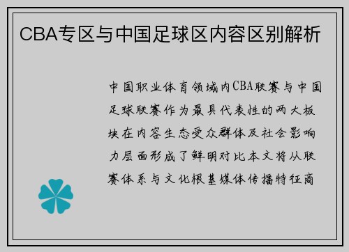 CBA专区与中国足球区内容区别解析