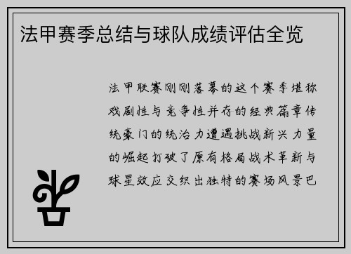 法甲赛季总结与球队成绩评估全览